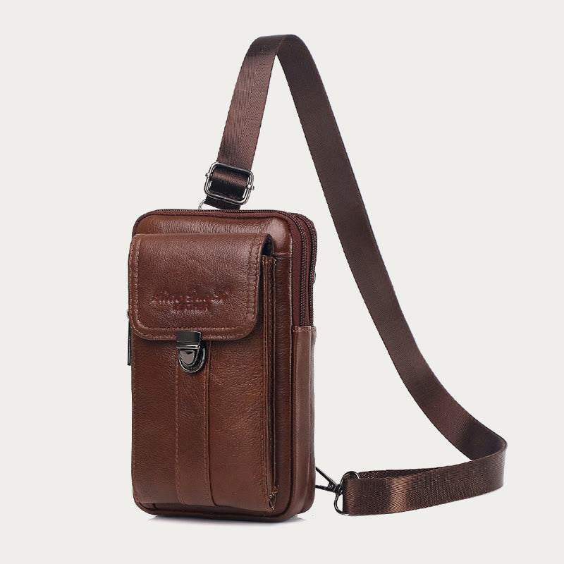Kleine Umhängetasche für Herren, Business-Tasche aus echtem Leder, tragbar