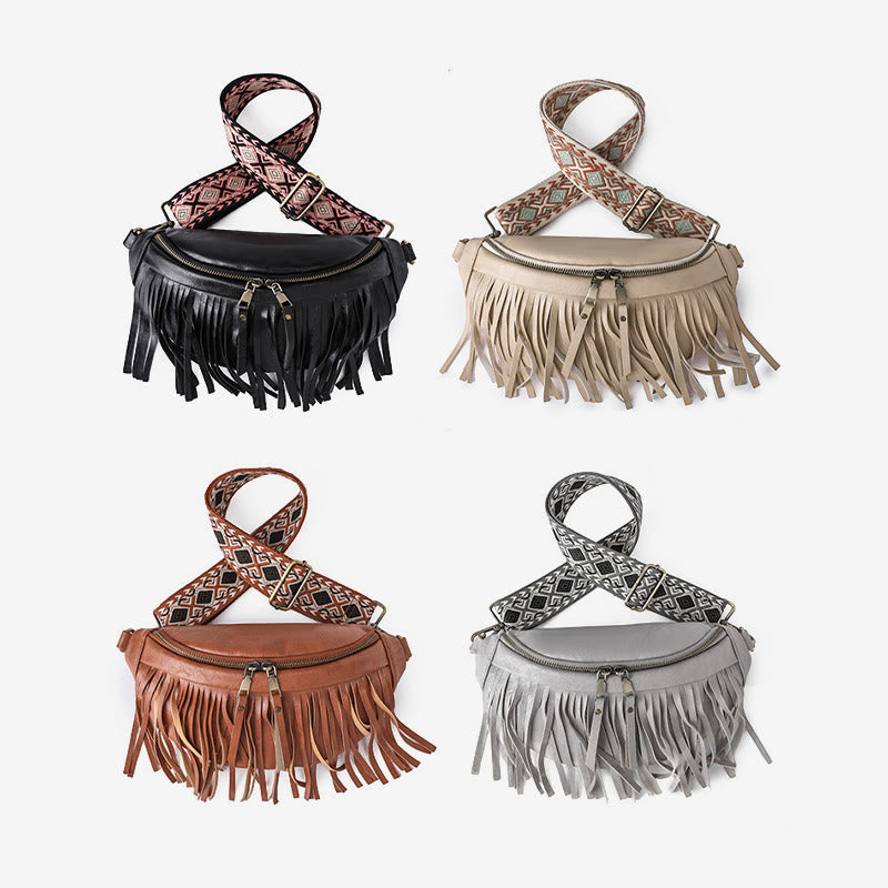 Kunstleder Quaste Gürteltasche Brusttasche für Damen