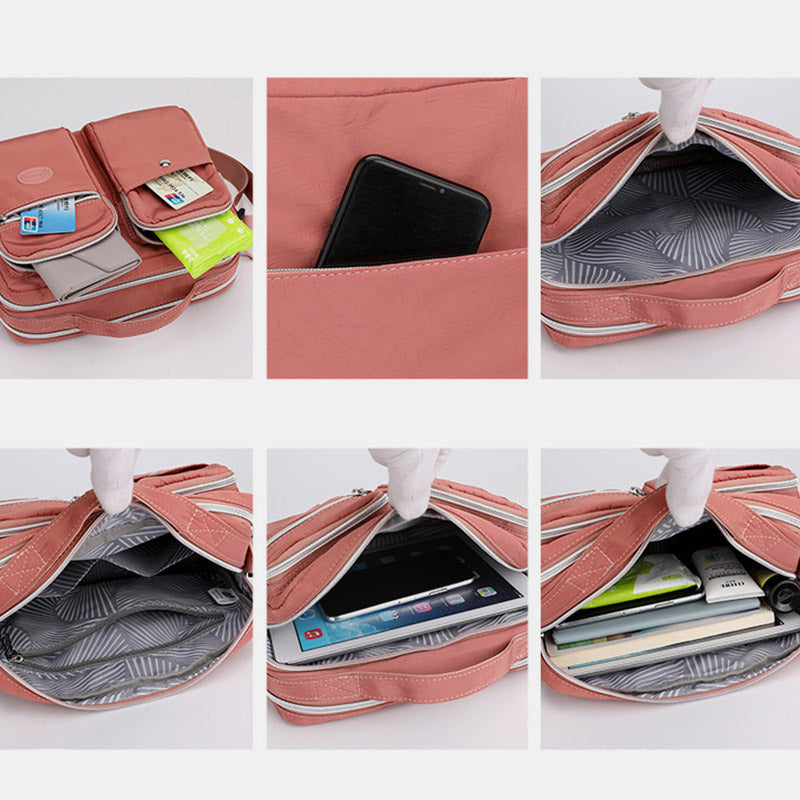 Leichte Handtasche, Umhängetasche, mehrere Taschen, für Reisen und Arbeit, Schultertasche, Messenger Bag