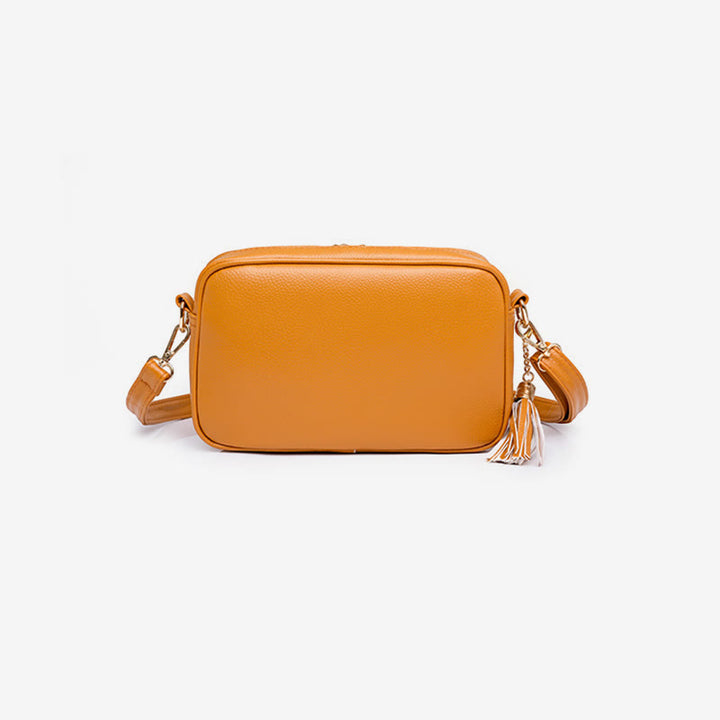 Umhängetasche für Damen mit Quaste, einfarbig, lässige Ledertasche