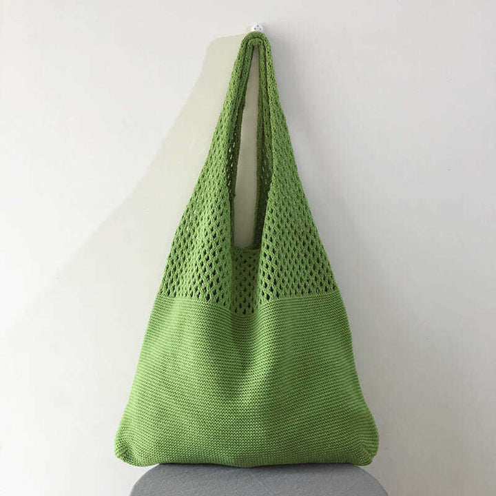 Einkaufstasche für Frauen im ethnischen Stil aus Wolle gestrickte Schultertasche
