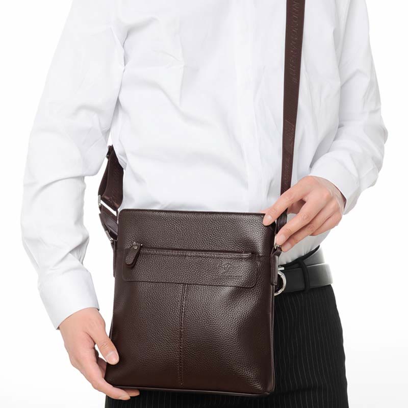 Messenger Bag für Männer Lychee Muster Echtleder Business Rucksack