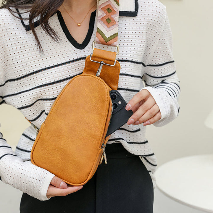 Schultertasche für Damen, leichte Einkaufstasche aus Leder mit breiten Riemen
