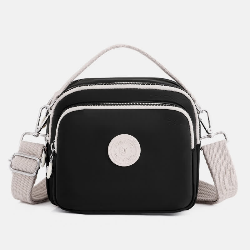 Kleine Handtasche mit dreifachem Reißverschluss für Damen, leichte, wasserdichte Umhängetasche