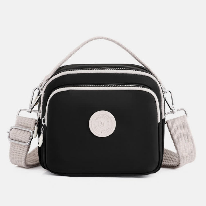 Kleine Handtasche mit dreifachem Reißverschluss für Damen, leichte, wasserdichte Umhängetasche