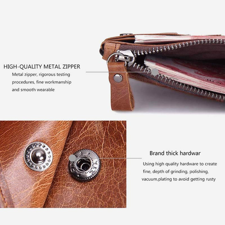 Vintage Leder Geldbörse Super geräumige bifold Kurze Geldbörse für Männer