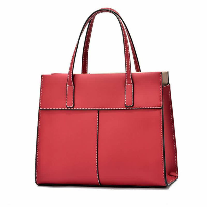 Damen Handtasche aus Leder mit Henkel, modisch, mit Farbblock-Muster, Umhängetasche