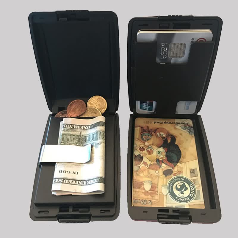 RFID-blockierende Brieftasche aus Aluminiumlegierung, Kartenhalter, Geld-Organizer 