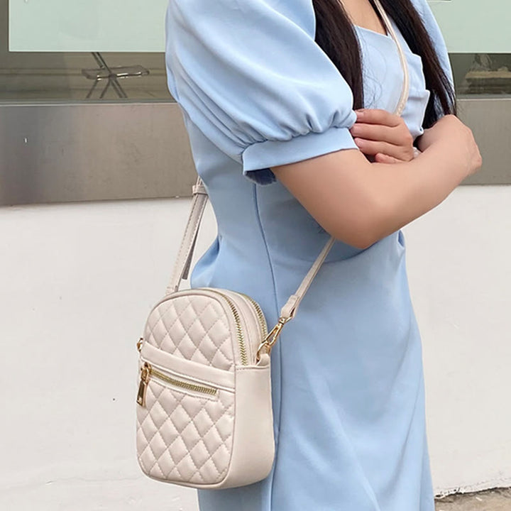 Handytasche für Damen mit Rautenmuster, einfarbig, Mini-Tasche