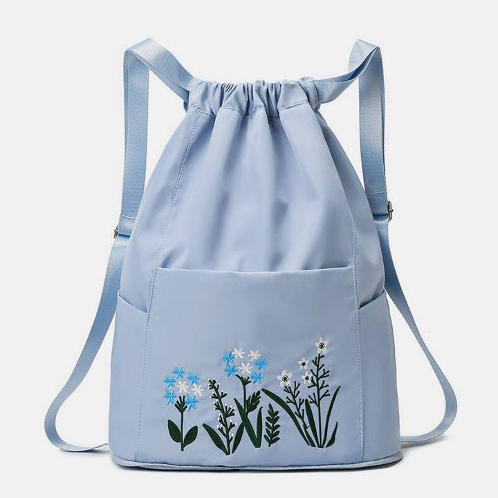 Wasserdichter, faltbarer Fitness-Reiserucksack mit großer Kapazität und Blumenstickerei 