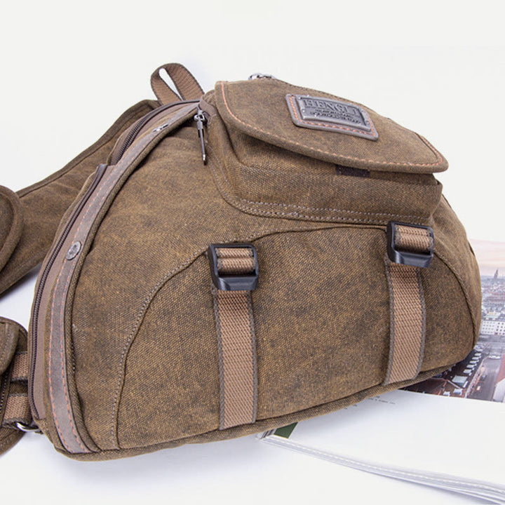 Schultertasche für Herren, multifunktionale Brusttasche aus Canvas für Freizeit und Outdoor
