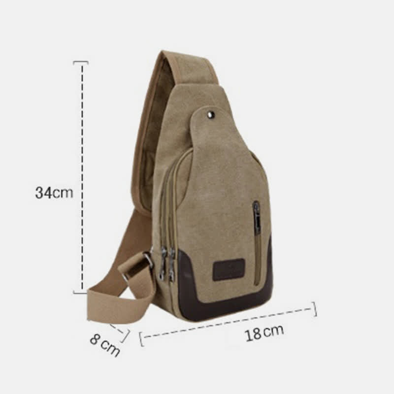 Schultertasche aus Segeltuch für Herren, für Outdoor-Reisen, Camping, Brust, Tagesrucksack