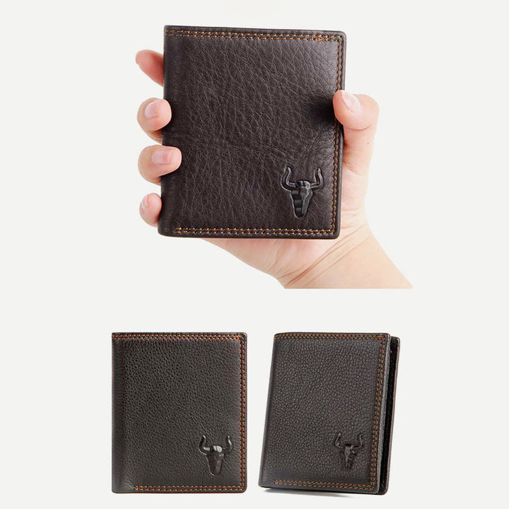 Geldbörse für Herren, Mini-Geldbörse, echtes Leder, mit mehreren Fächern