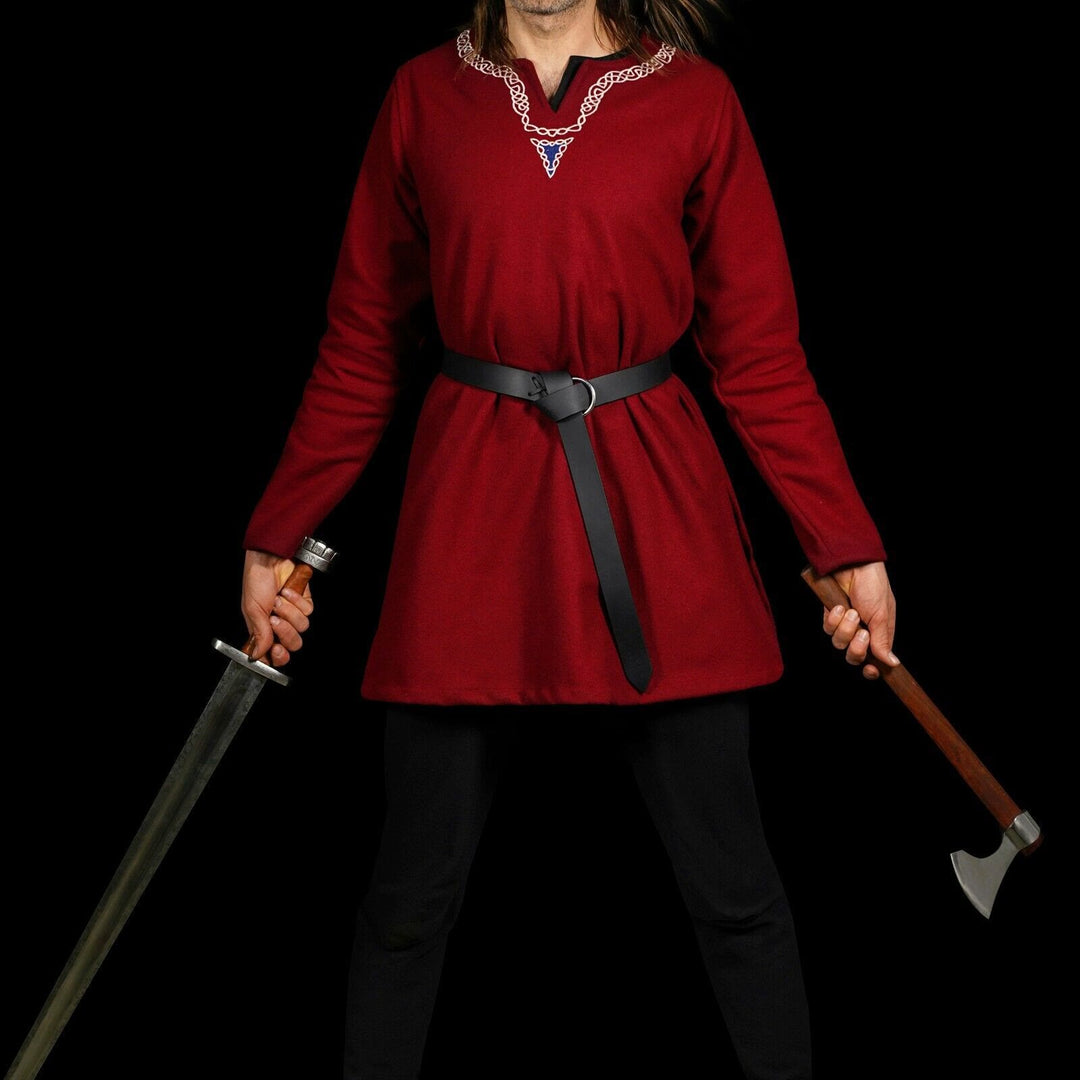 Mittelalterlicher Säbelgürtel, Wikingerritter, keltischer Ring, Lederholster