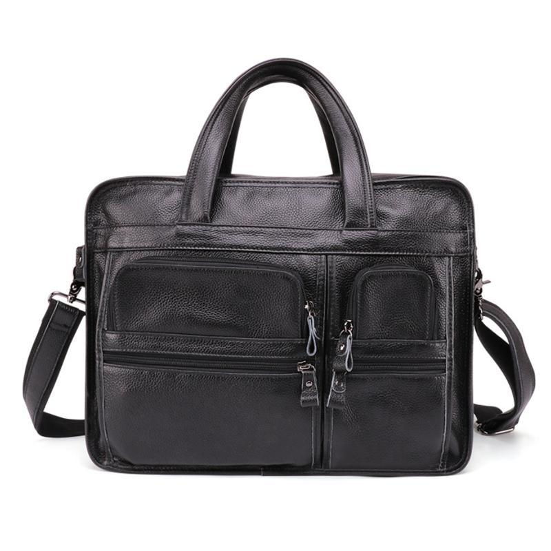 Aktentasche aus echtem Leder für Herren, 15,6 Zoll, Business-Laptoptasche mit Umhängegurt