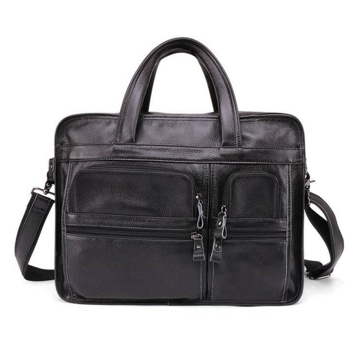 Aktentasche aus echtem Leder für Herren, 15,6 Zoll, Business-Laptoptasche mit Umhängegurt