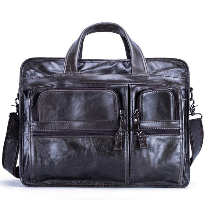Aktentasche aus echtem Leder für Herren, 15,6 Zoll, Business-Laptoptasche mit Umhängegurt