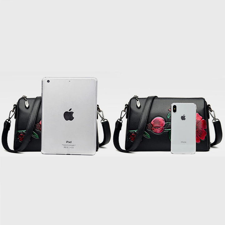 Elegante Umhängetasche mit großer Kapazität und Stickerei für den mobilen Einsatz
