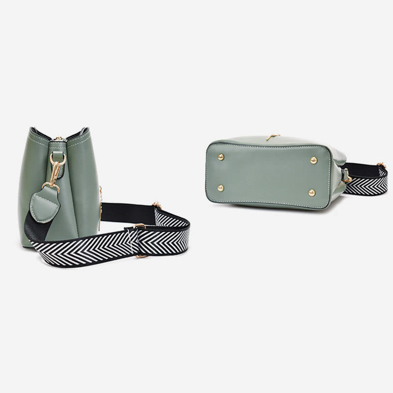 Umhängetasche für Damen, schlichte Schultertasche aus Leder mit Schmetterlingsmotiv