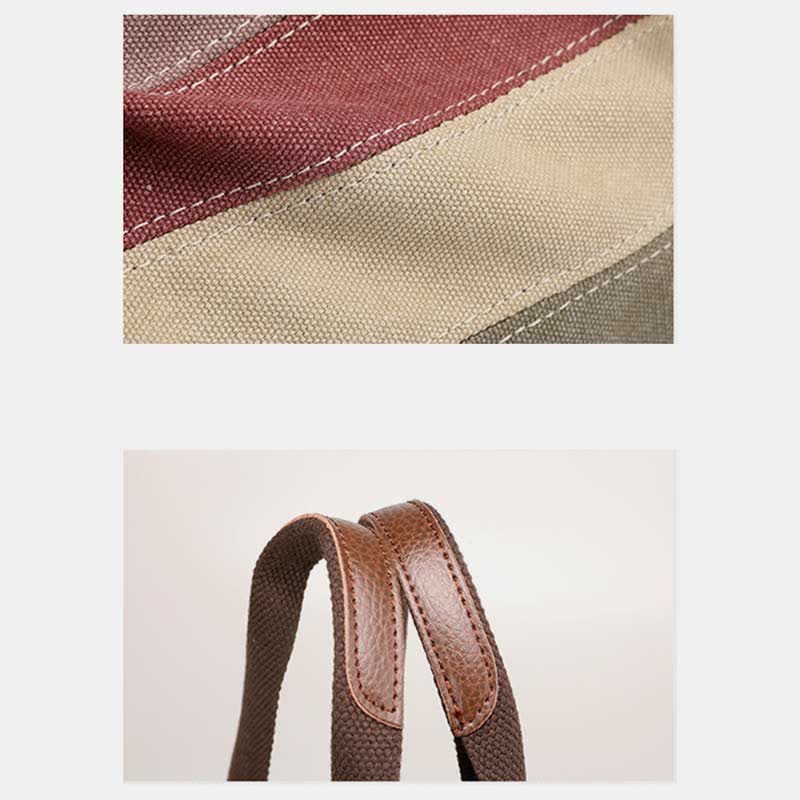 Multifunktions-Farbblock-Canvas-Handtasche Hobo Tote Bag Umhängetaschen