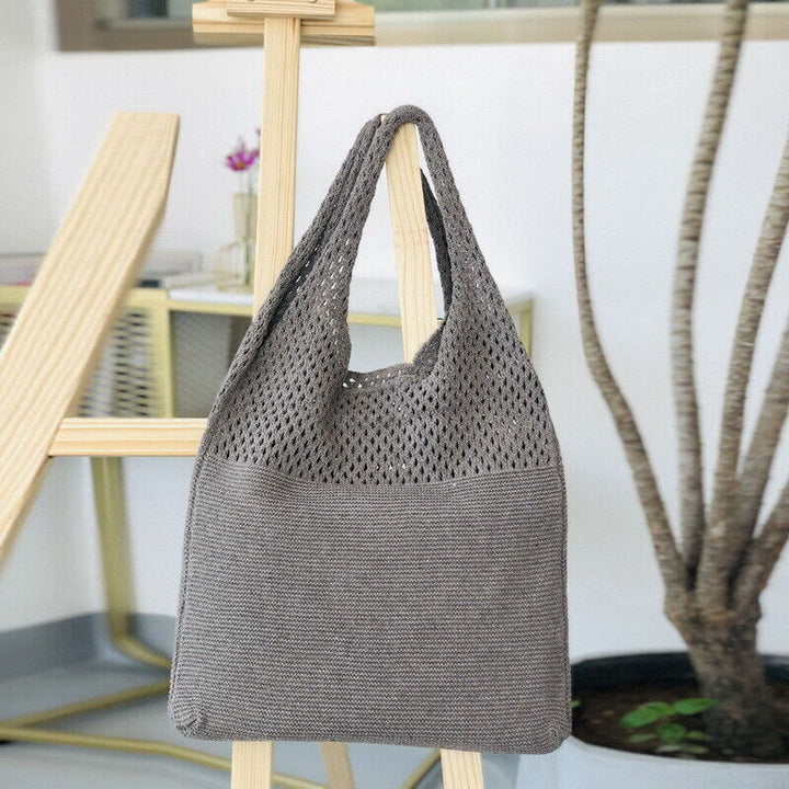 Einkaufstasche für Frauen im ethnischen Stil aus Wolle gestrickte Schultertasche