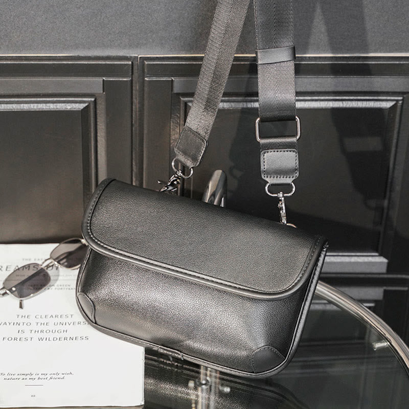 Umhängetasche für Unisex, minimalistische, quadratische Schultertasche aus PU-Leder
