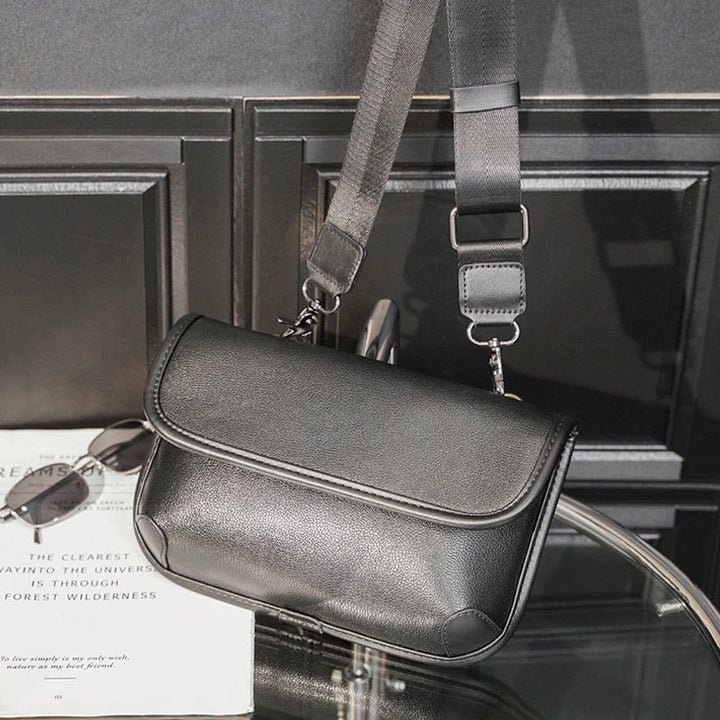 Umhängetasche für Unisex, minimalistische, quadratische Schultertasche aus PU-Leder