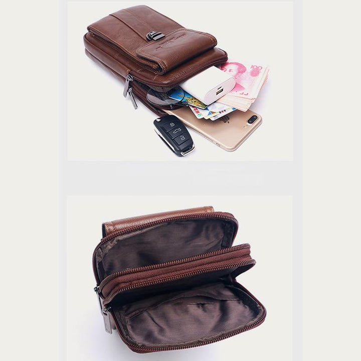 Kleine Umhängetasche für Herren, Business-Tasche aus echtem Leder, tragbar