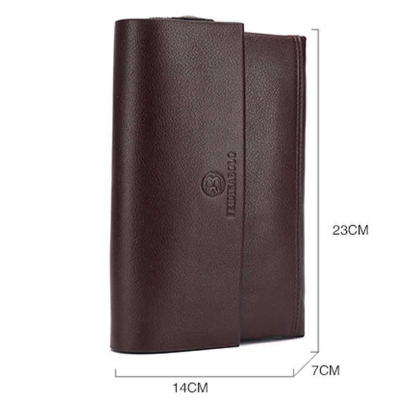 Leder-Clutch für Herren mit drei Fächern, Organizer, Handgelenktasche, Geldbörse