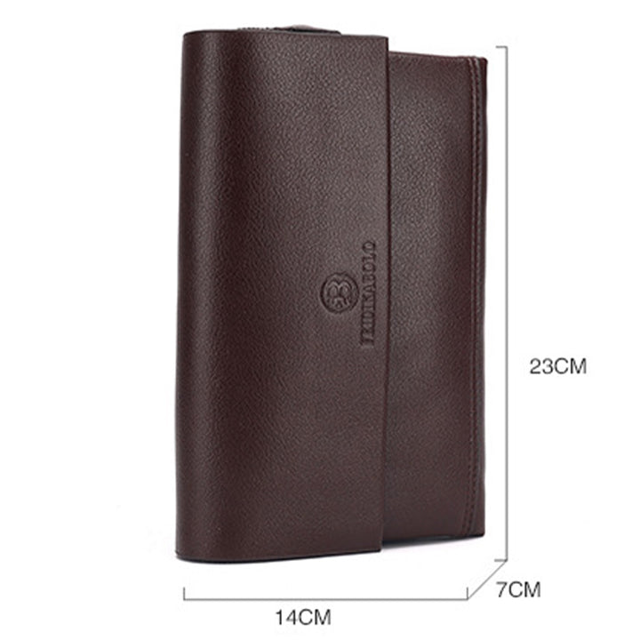 Leder-Clutch für Herren mit drei Fächern, Organizer, Handgelenktasche, Geldbörse