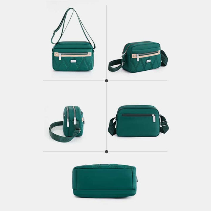 Wasserdichte Umhängetasche für Damen, Doppelreißverschluss, Nylon, Handtasche, Schultertasche