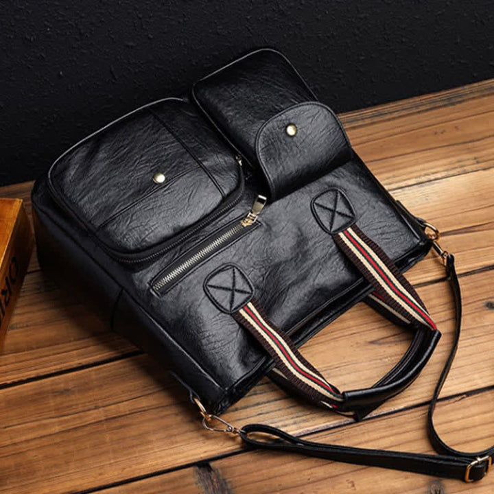 Tragetasche mit mehreren Taschen für Damen, Schultertasche aus PU-Leder, Umhängetasche