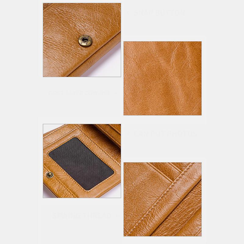 Dreifach gefaltete RFID-Geldbörse aus echtem Leder im Vintage-Stil