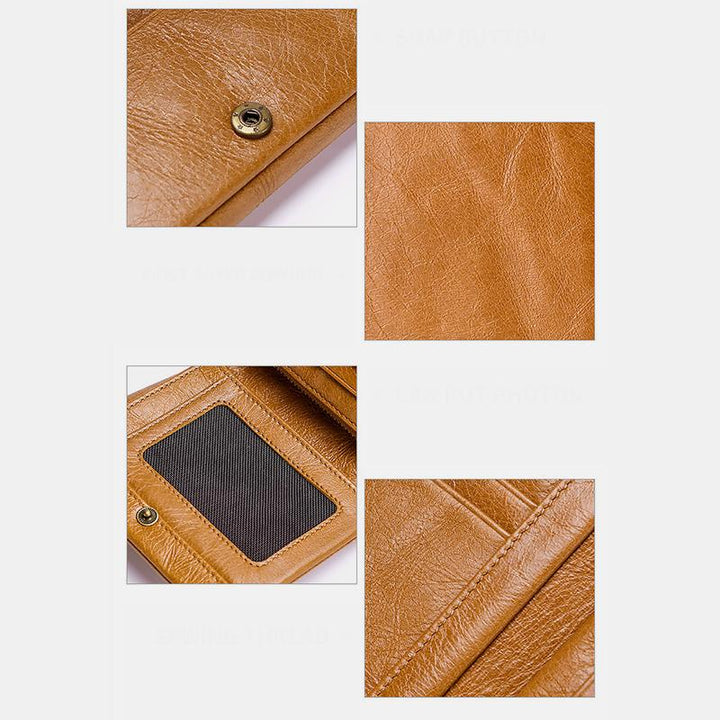 Dreifach gefaltete RFID-Geldbörse aus echtem Leder im Vintage-Stil