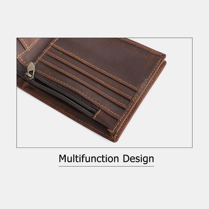 RFID Crazy Horse Leder Bifold Vintage Geldbörse