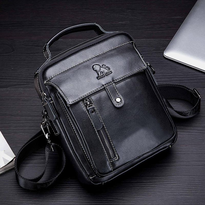 Große Kapazität Echt Leder Messenger Bag Crossbody Schulter Geldbörse Fit 9,7 in iPad