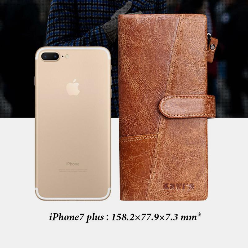 Retro Splicing Lange Schlanke Geldbörse Echtes Leder Dreifach gefaltete Brieftasche