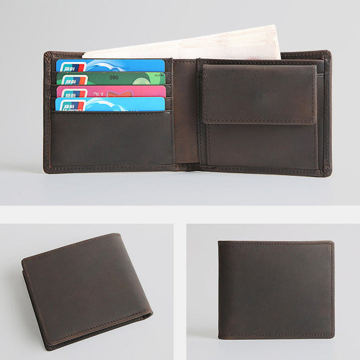 Lässige Bifold-Geldbörse aus echtem Leder im Vintage-Stil
