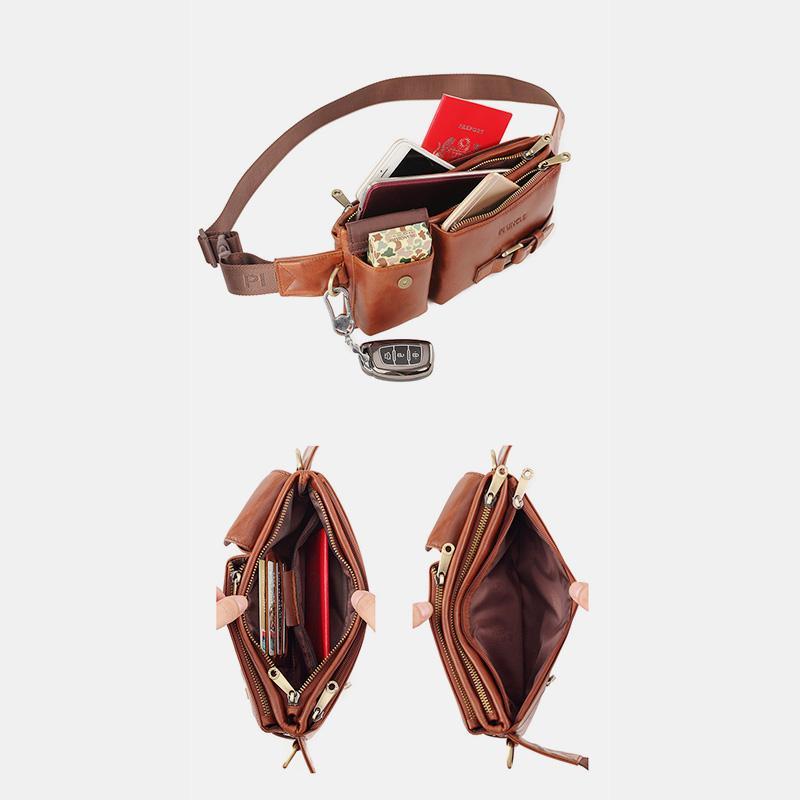 Vintage Multi-Carry Schultertasche aus echtem Leder