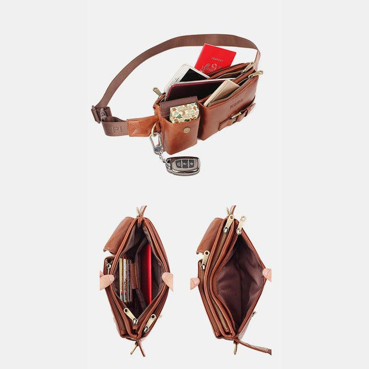 Vintage Multi-Carry Schultertasche aus echtem Leder