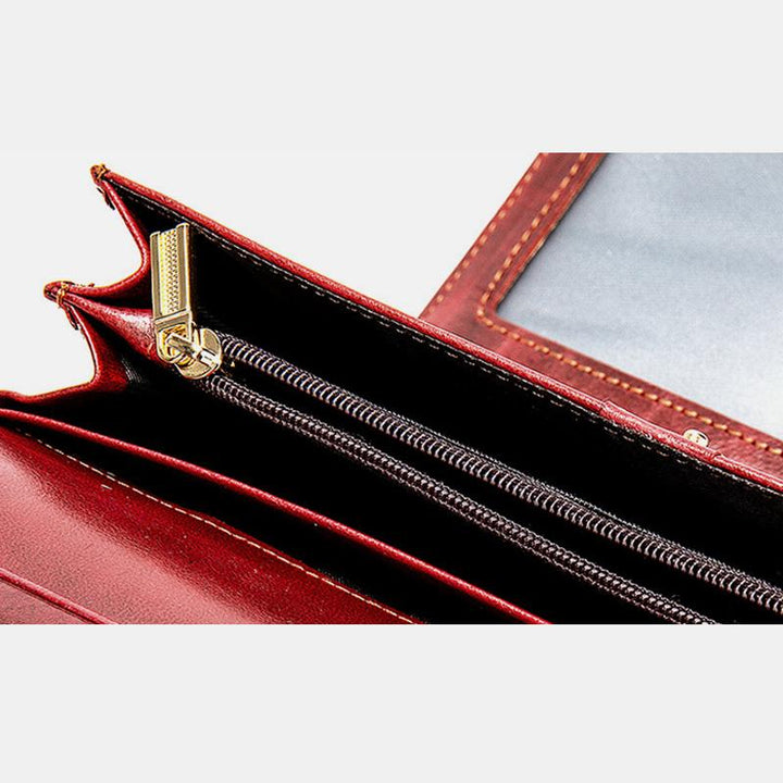 Retro-Geldbörse aus echtem Leder mit mehreren Fächern