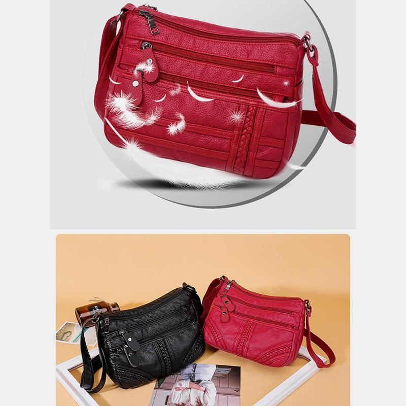 Einfarbige Umhängetasche mit mehreren Taschen