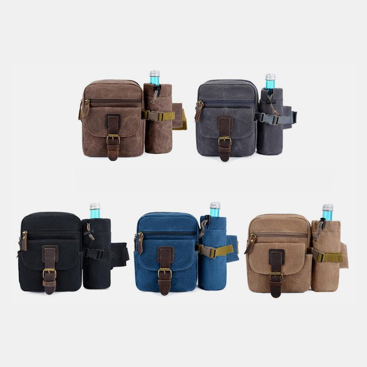 Canvas-Gürteltasche für Damen und Herren, Hüfttasche, Brusttasche mit Flaschenfach