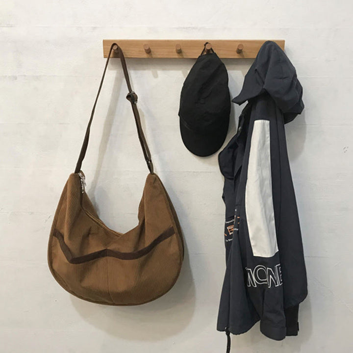 Umhängetasche für Damen, Retro-Coduroy-Patchwork, große Kapazität