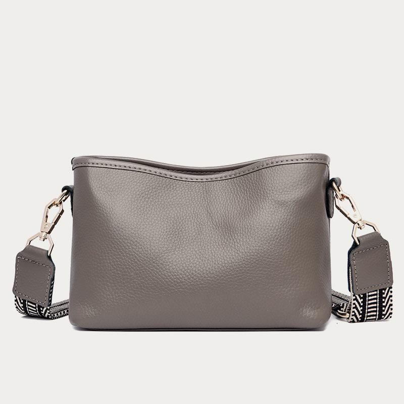 Umhängetasche für Damen, einfarbig, mit Litschi-Muster, Ledertasche