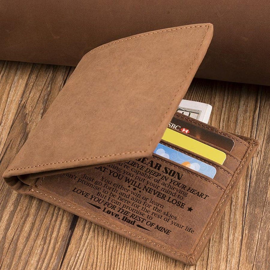 Dünne Brieftasche für die Familie, mit Laser-Inschrift, Leder, Geldbörse, Geschenk