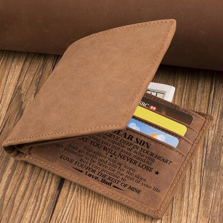 Dünne Brieftasche für die Familie, mit Laser-Inschrift, Leder, Geldbörse, Geschenk