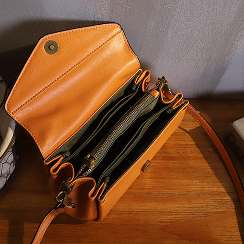 Retro Echtleder Handgemachte Umhängetasche Multi-Slot Schultertasche
