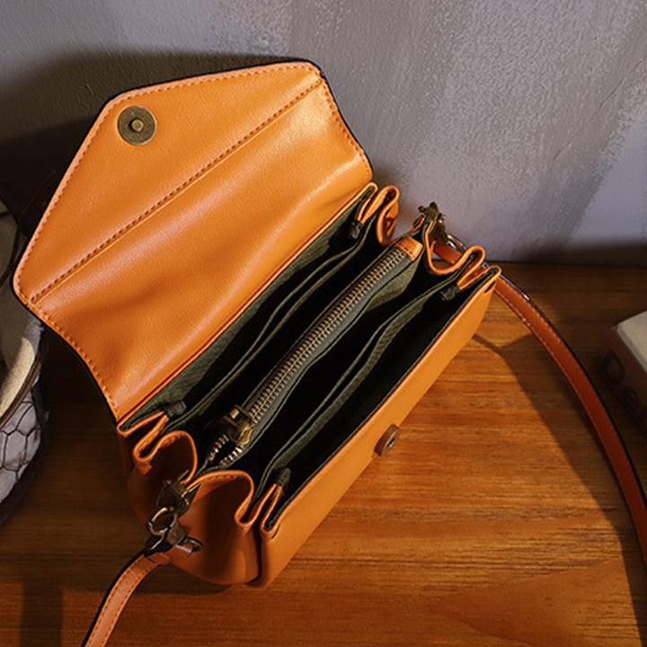 Retro Echtleder Handgemachte Umhängetasche Multi-Slot Schultertasche