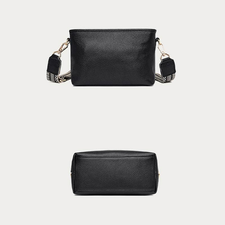 Umhängetasche für Damen, einfarbig, mit Litschi-Muster, Ledertasche
